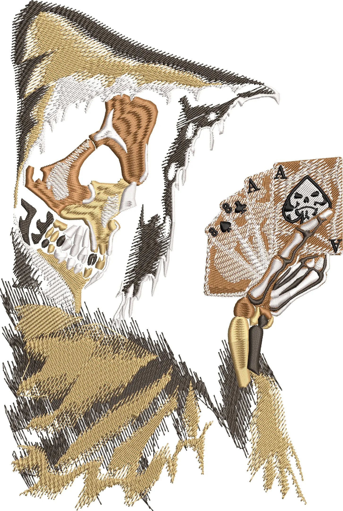 Grim Reaper Skeleton Holding Ace Cards  embroidery pattern preview