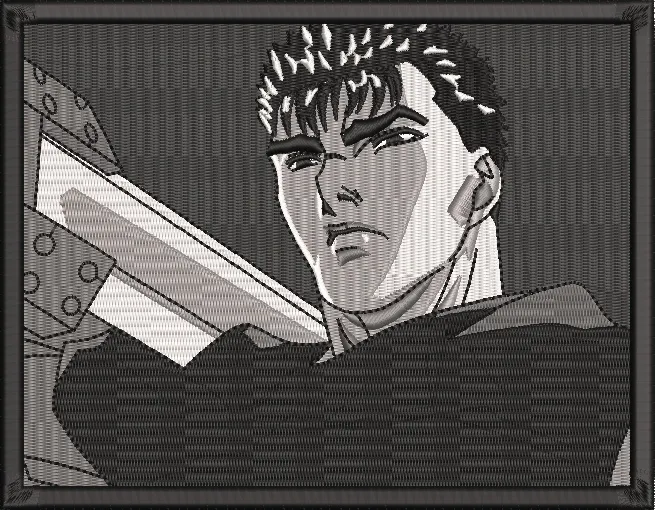  Guts from Berserk Monochrome Portrait  embroidery pattern preview