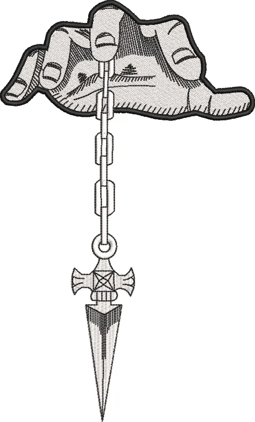  Hand Holding Chain with Dagger Pendant  embroidery pattern preview
