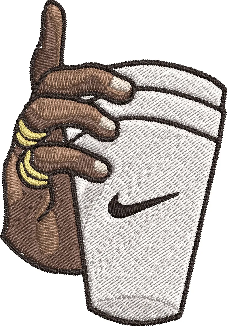  Hand Holding Double Cup with Nike Logo  embroidery pattern preview