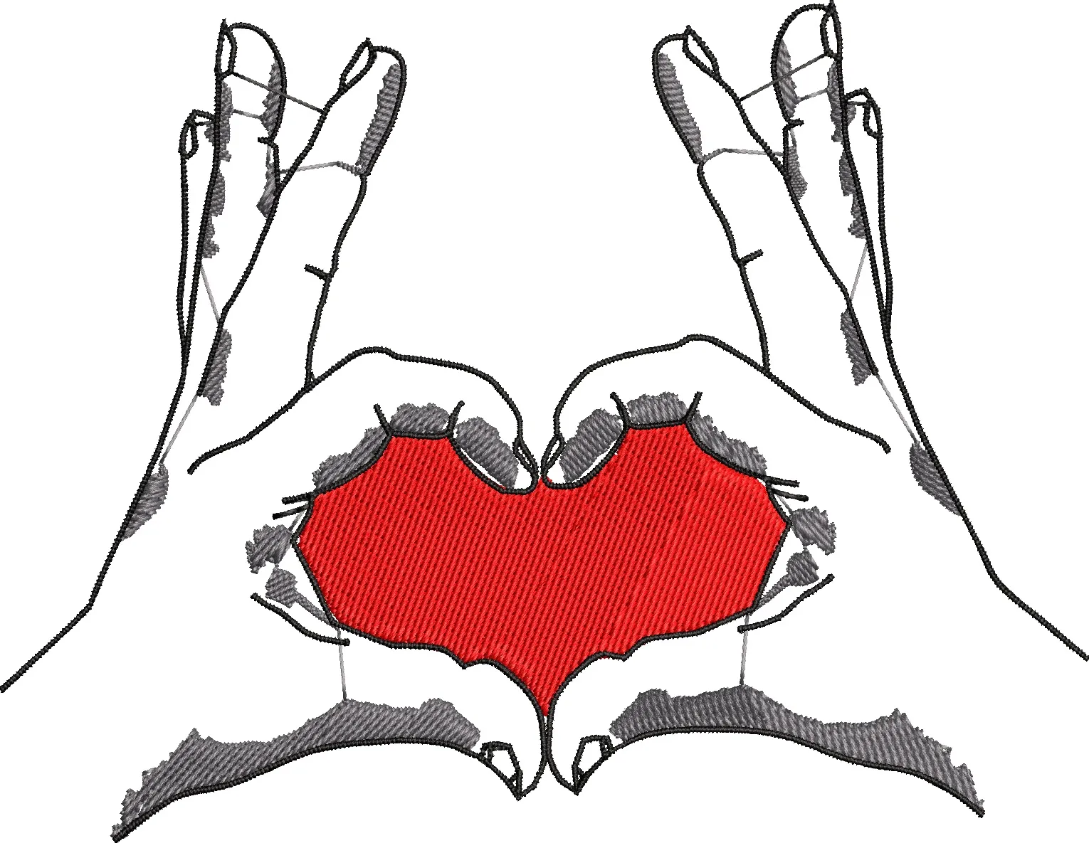  Hands Forming Red Heart Shape  embroidery pattern preview