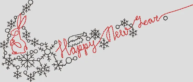  Happy New Year Rabbit and Snowflakes  embroidery pattern preview