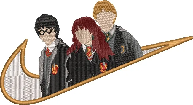  Harry Potter Trio inside Nike Swoosh  embroidery pattern preview
