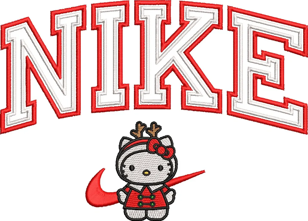  Hello Kitty in Nike Christmas Costume  embroidery pattern preview