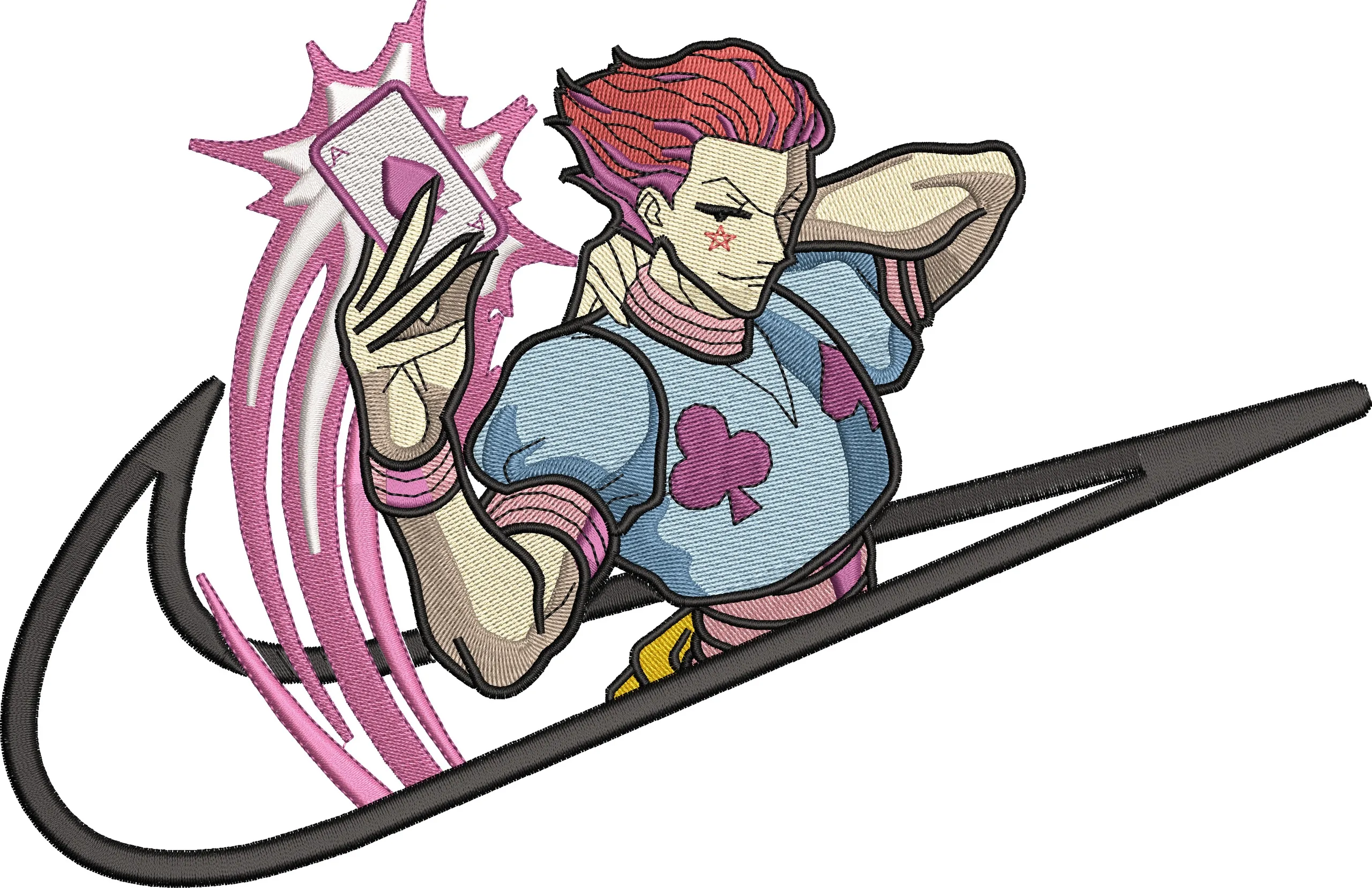  Hisoka Throwing Card with Fish Hook  embroidery pattern preview