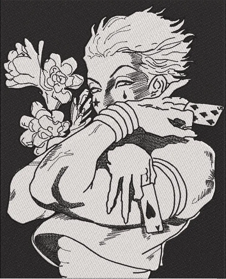  Hisoka with Flowers Embroidered Style  embroidery pattern preview
