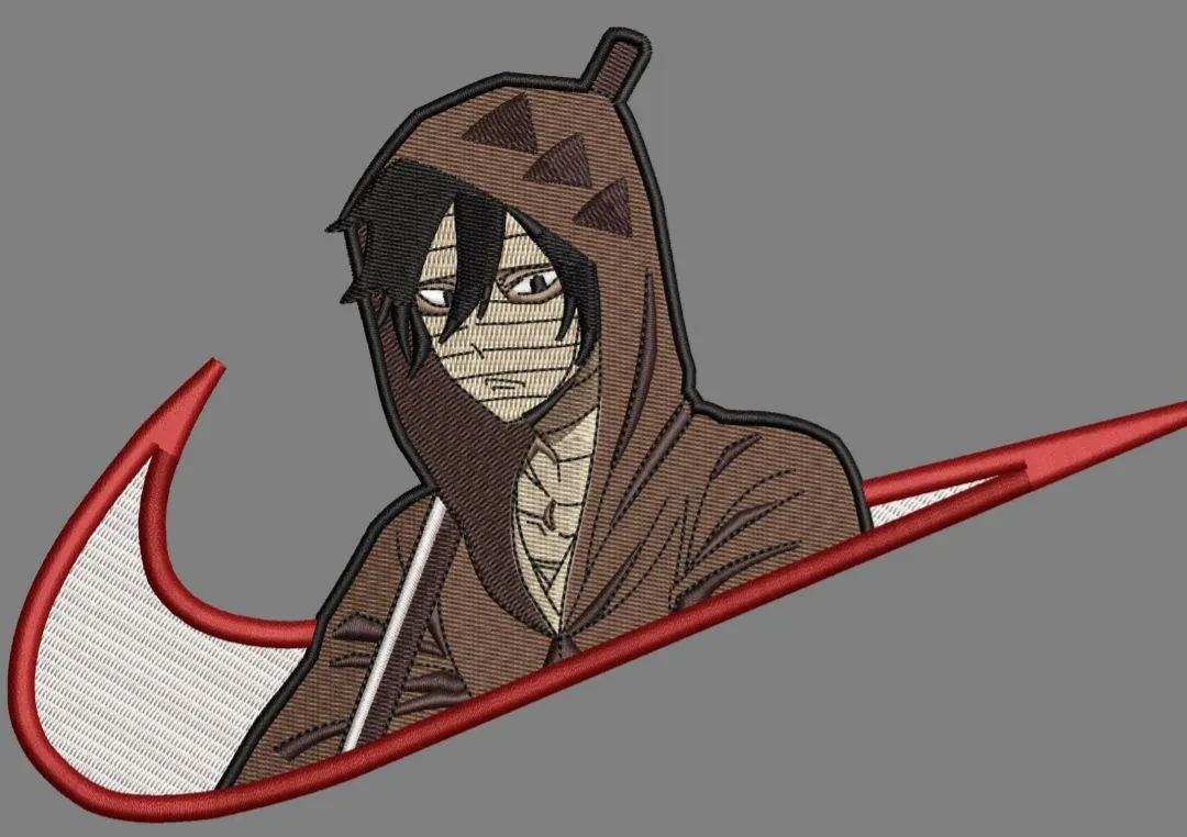  Hooded Anime Character in Nike Swoosh  embroidery pattern preview
