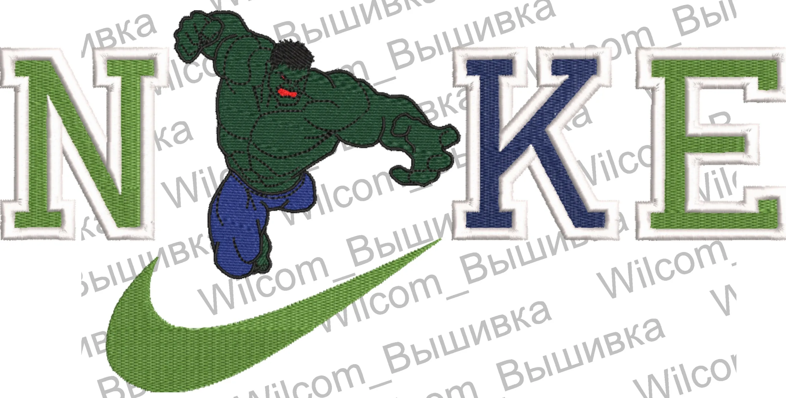  Hulk Nike Logo Mashup  embroidery pattern preview