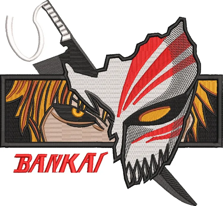 Ichigo Bankai Hollow Mask Patch  embroidery pattern preview