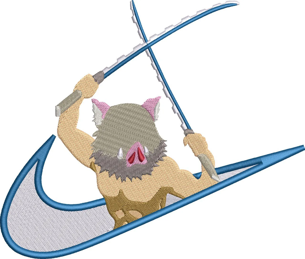  Inosuke Hashibira inside Nike Logo  embroidery pattern preview