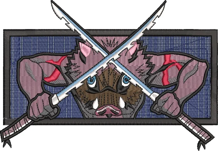  Inosuke with Dual Swords Patch Style  embroidery pattern preview
