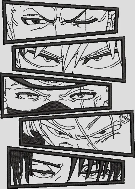  Intense Anime Eyes Collage Panel  embroidery pattern preview