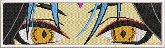  Intense Anime Eyes with Blue Hair Strands  embroidery pattern preview