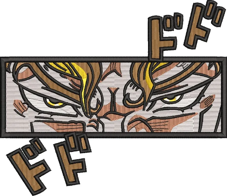  Intense Anime Eyes with Japanese Katakana Sound Effects  embroidery pattern preview