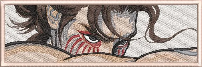  Intense Anime Fighter with Red Face Marks  embroidery pattern preview
