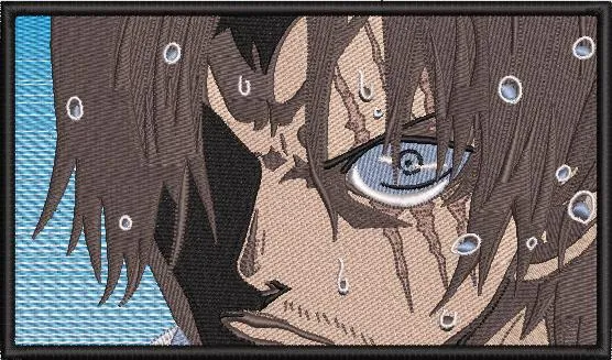  Intense Anime Man Close Up with Water Droplets  embroidery pattern preview