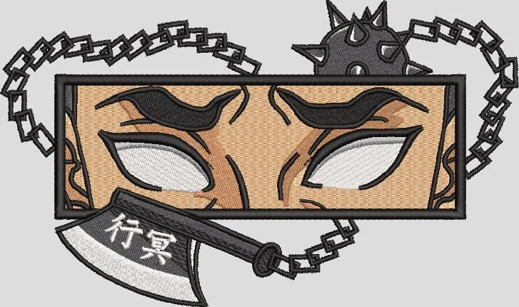  Intense Eyes with Spiked Flail and Axe  embroidery pattern preview