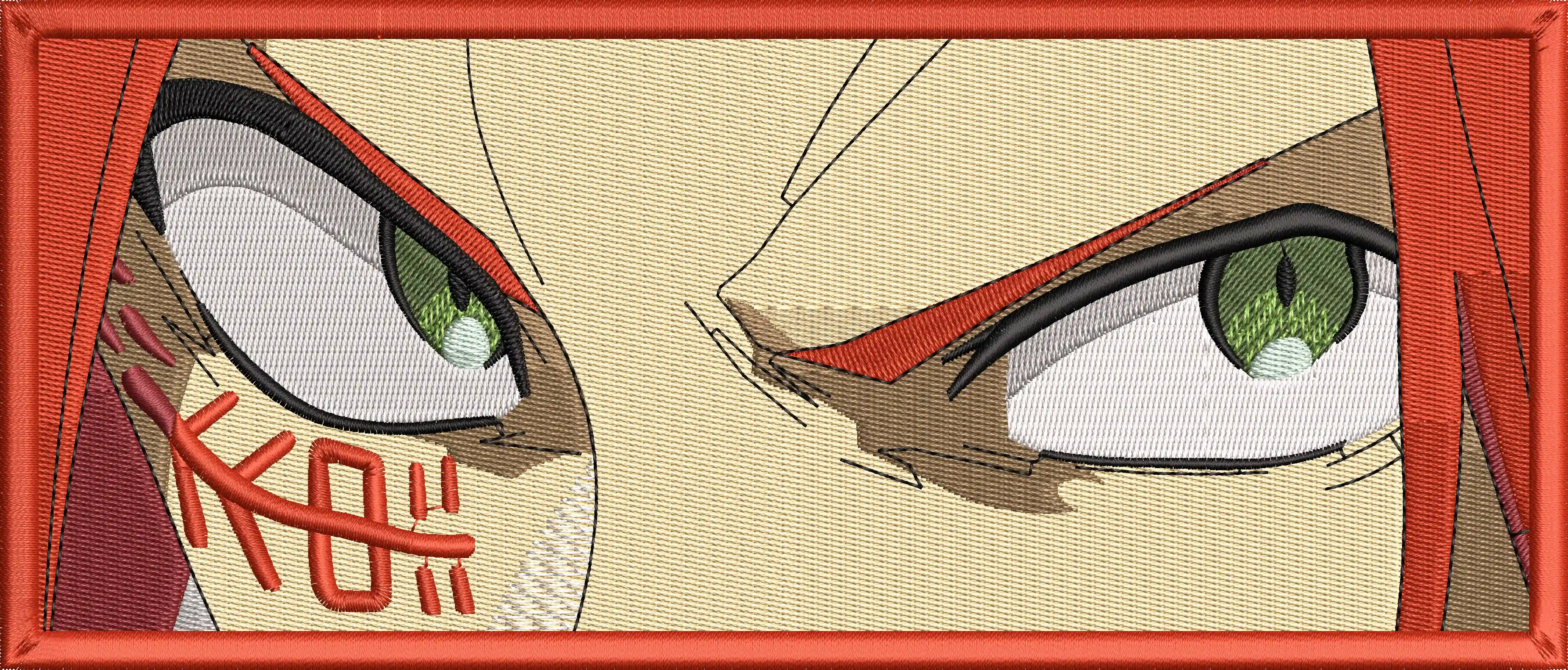  Intense Green Eyes Red Eyebrows Embroidered Patch  embroidery pattern preview