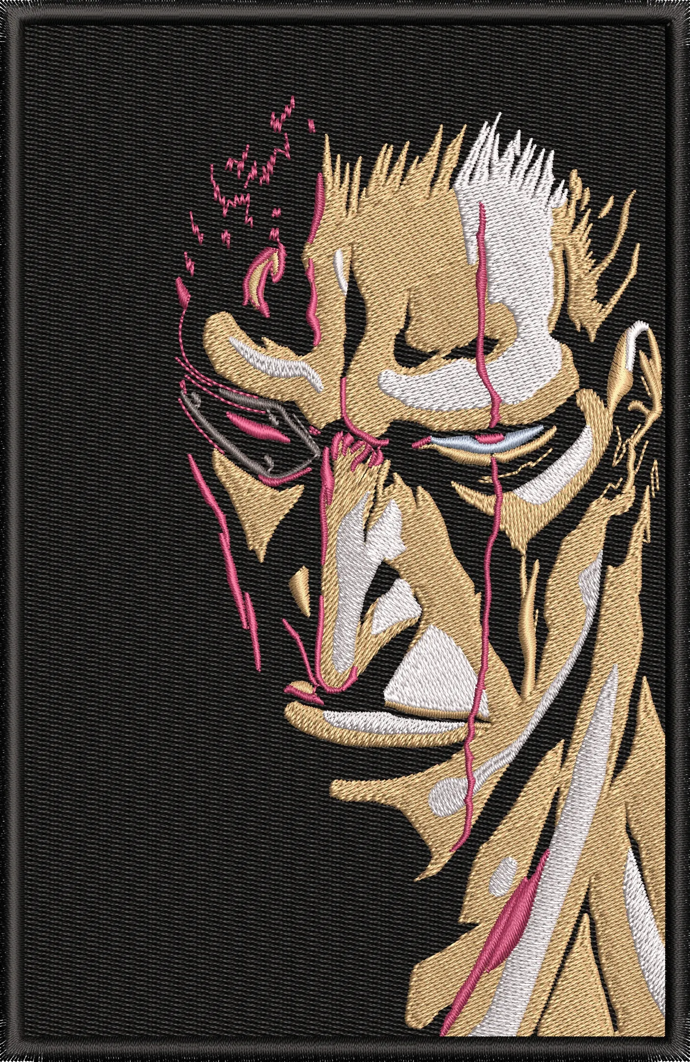  Intense Manga Style Male Face with Scars  embroidery pattern preview