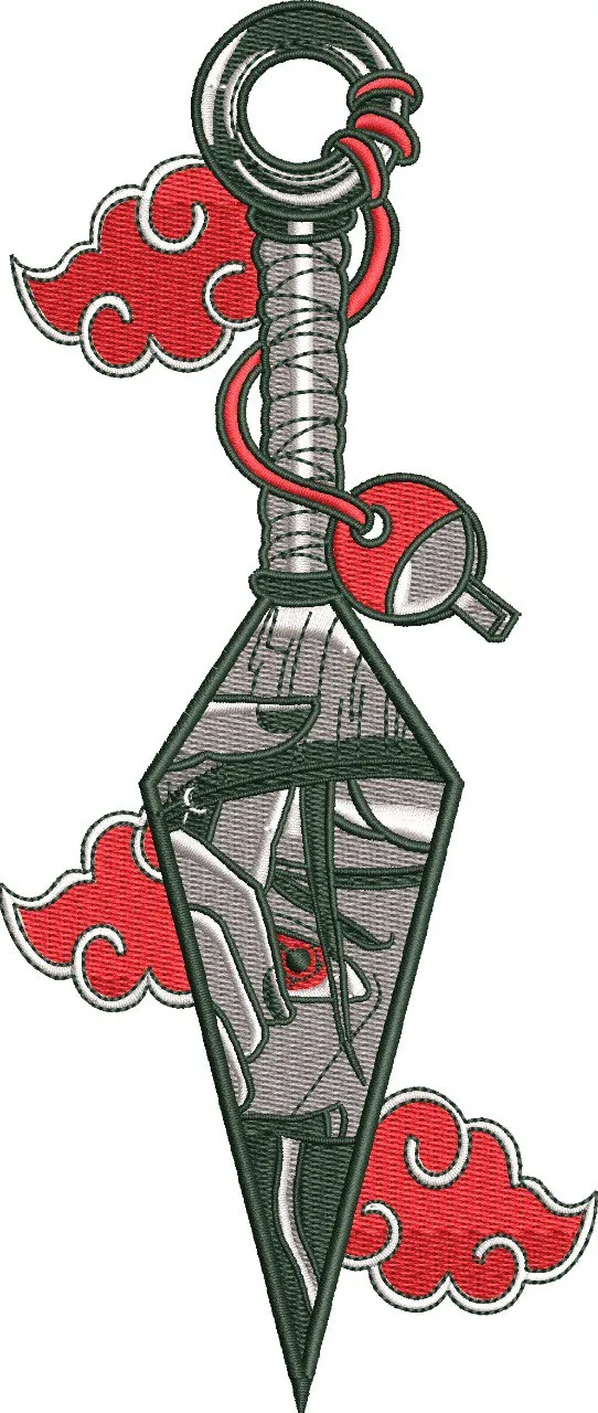  Itachi Uchiha Kunai Akatsuki Clouds  embroidery pattern preview