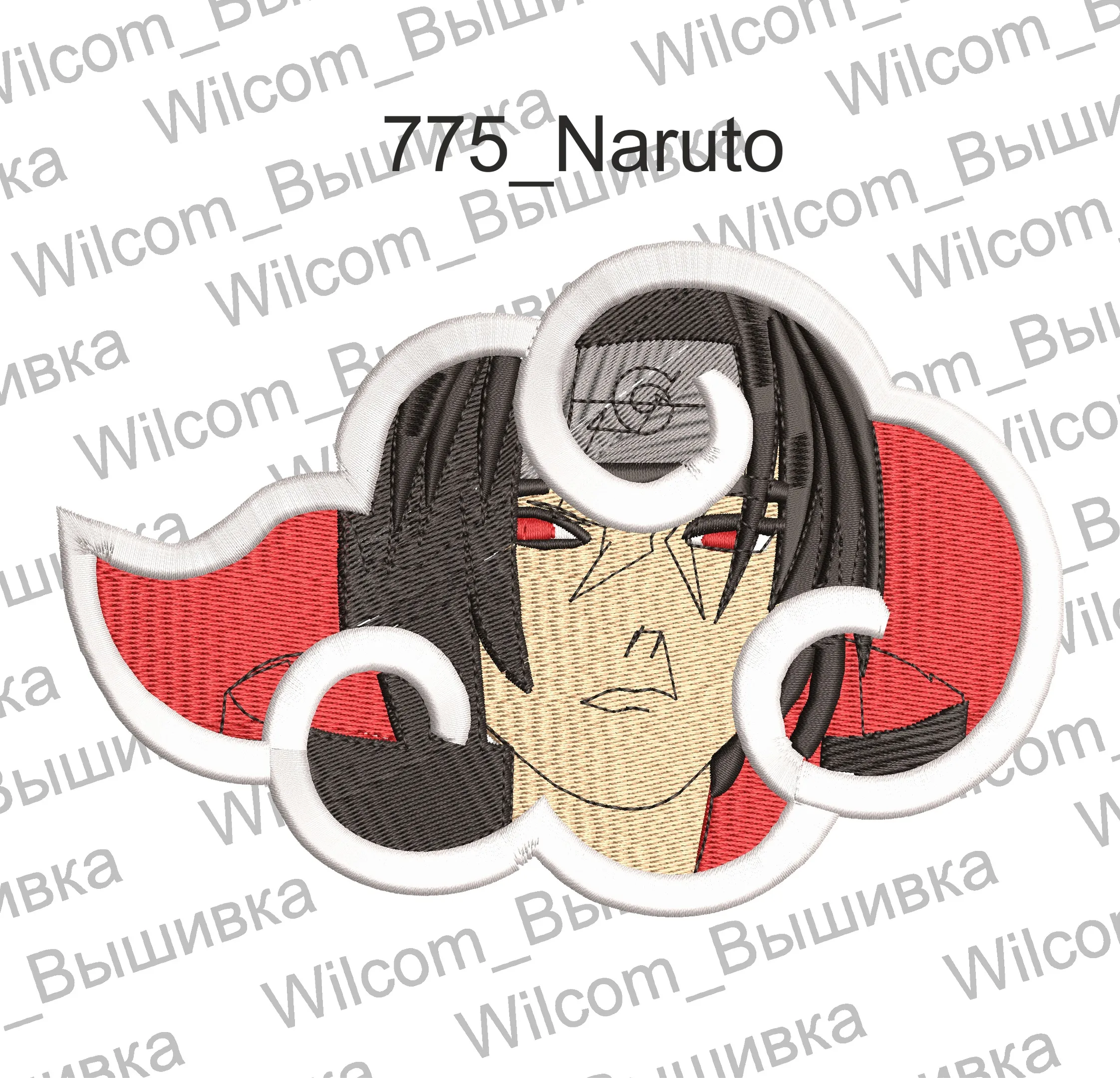  Itachi Uchiha in Akatsuki Cloud Patch  embroidery pattern preview