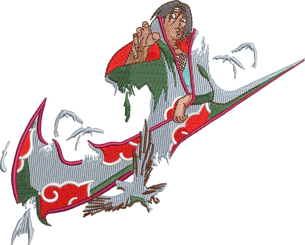  Itachi Uchiha with Akatsuki Robe and Crow  embroidery pattern preview