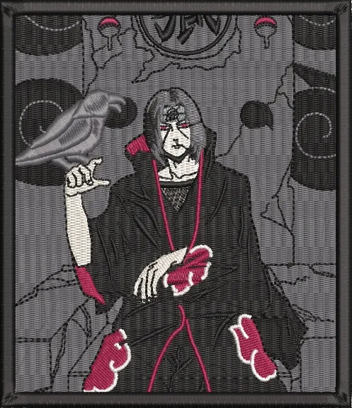  Itachi Uchiha with Crow and Akatsuki Cloak  embroidery pattern preview
