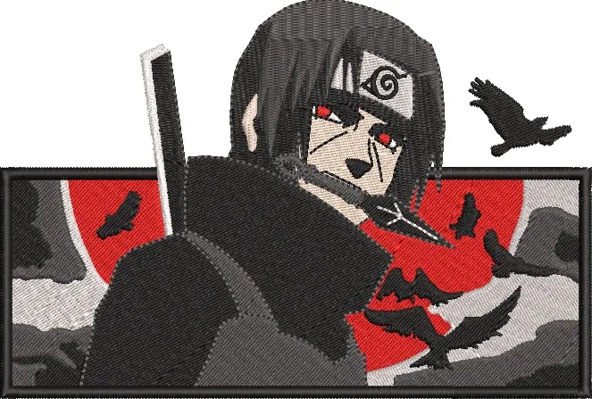  Itachi Uchiha with Crows and Red Moon  embroidery pattern preview