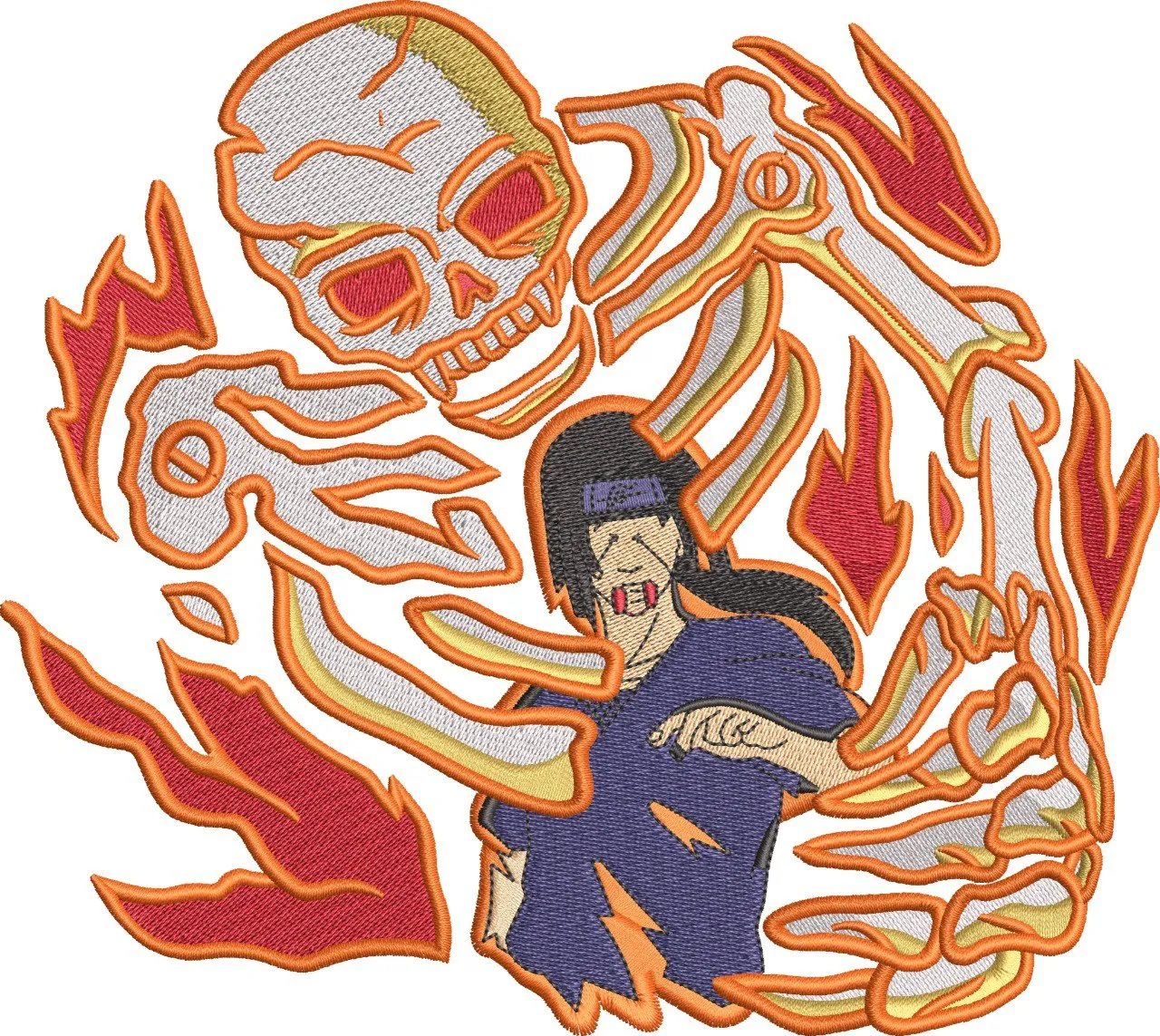  Itachi Uchiha with Susanoo Skeleton and Flames  embroidery pattern preview