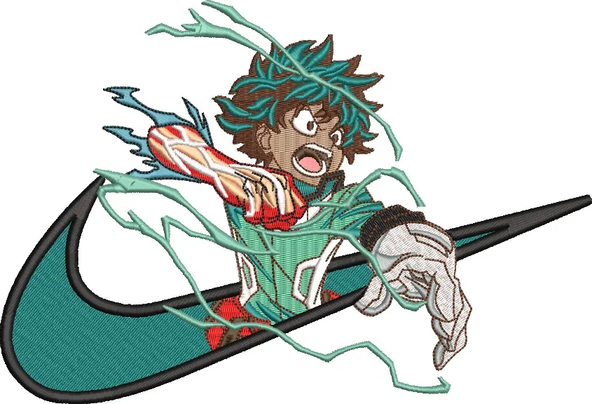  Izuku Midoriya in Nike Swoosh with Lightning Embroidery  embroidery pattern preview