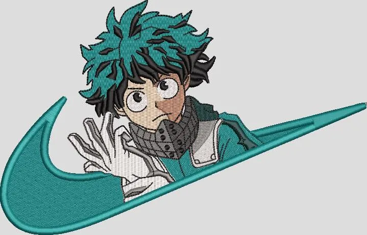  Izuku Midoriya with Nike Swoosh  embroidery pattern preview