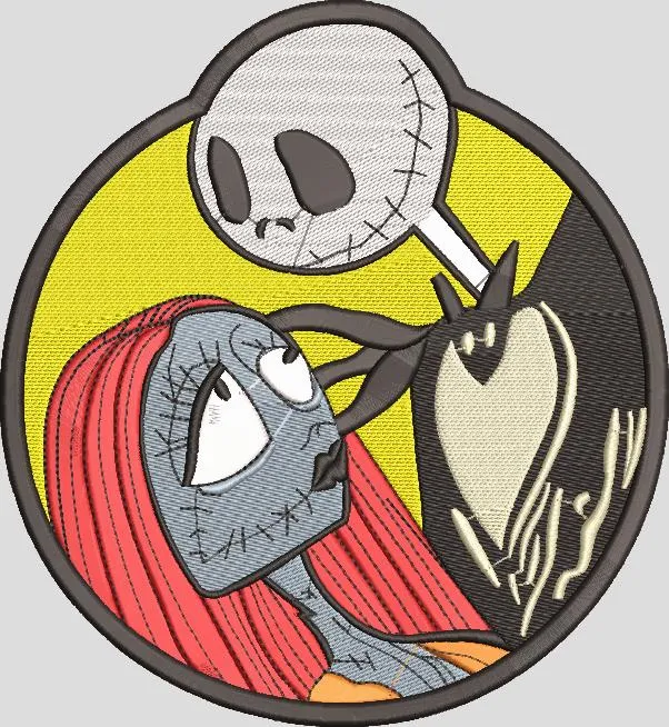  Jack Skellington and Sally Embroidered Patch  embroidery pattern preview