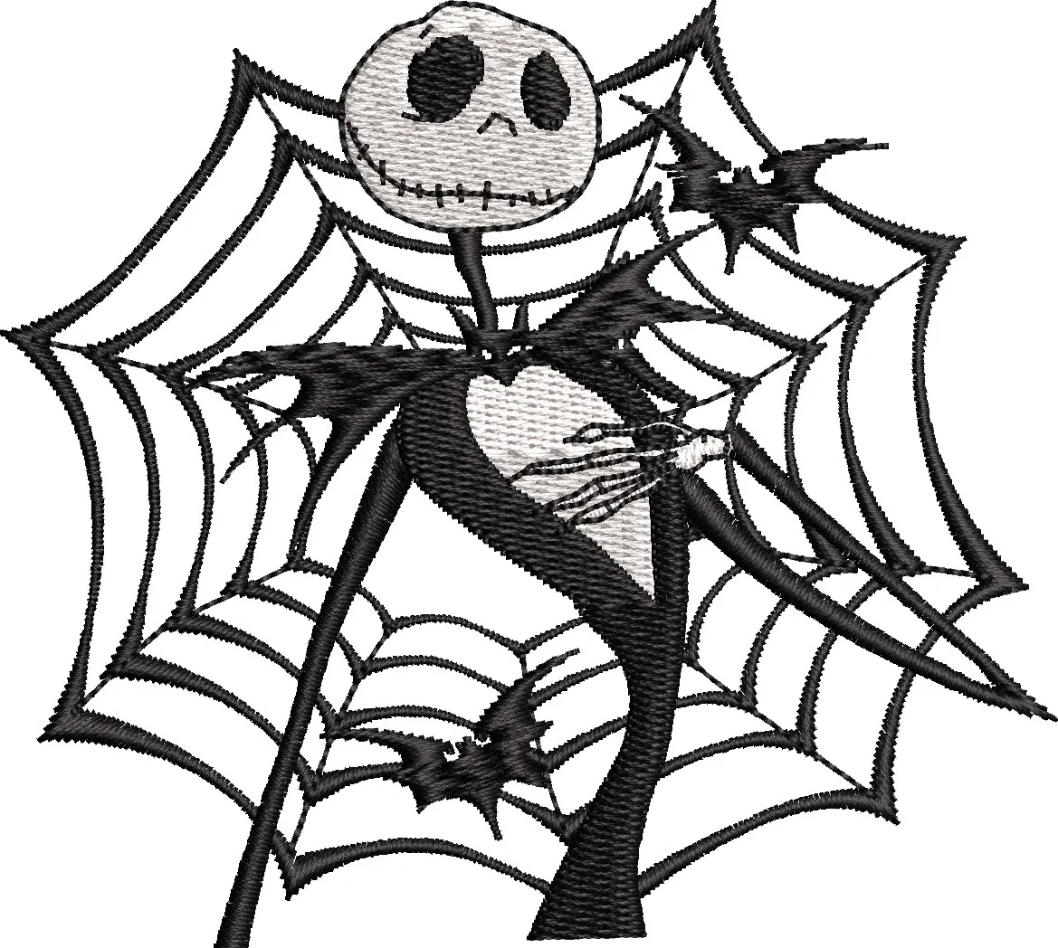 Jack Skellington with Spider Web and Bats  embroidery pattern preview