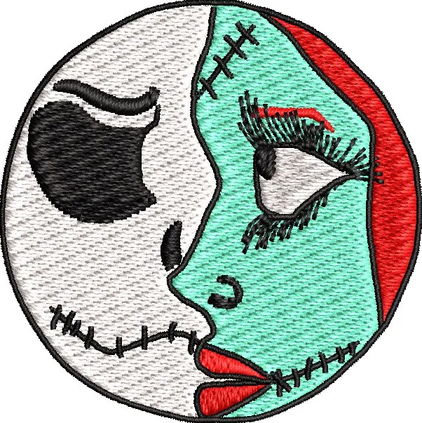  Jack and Sally Face Closeup Embroidery  embroidery pattern preview