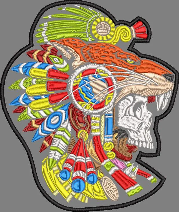  Jaguar Warrior Skull Headdress Embroidery  embroidery pattern preview