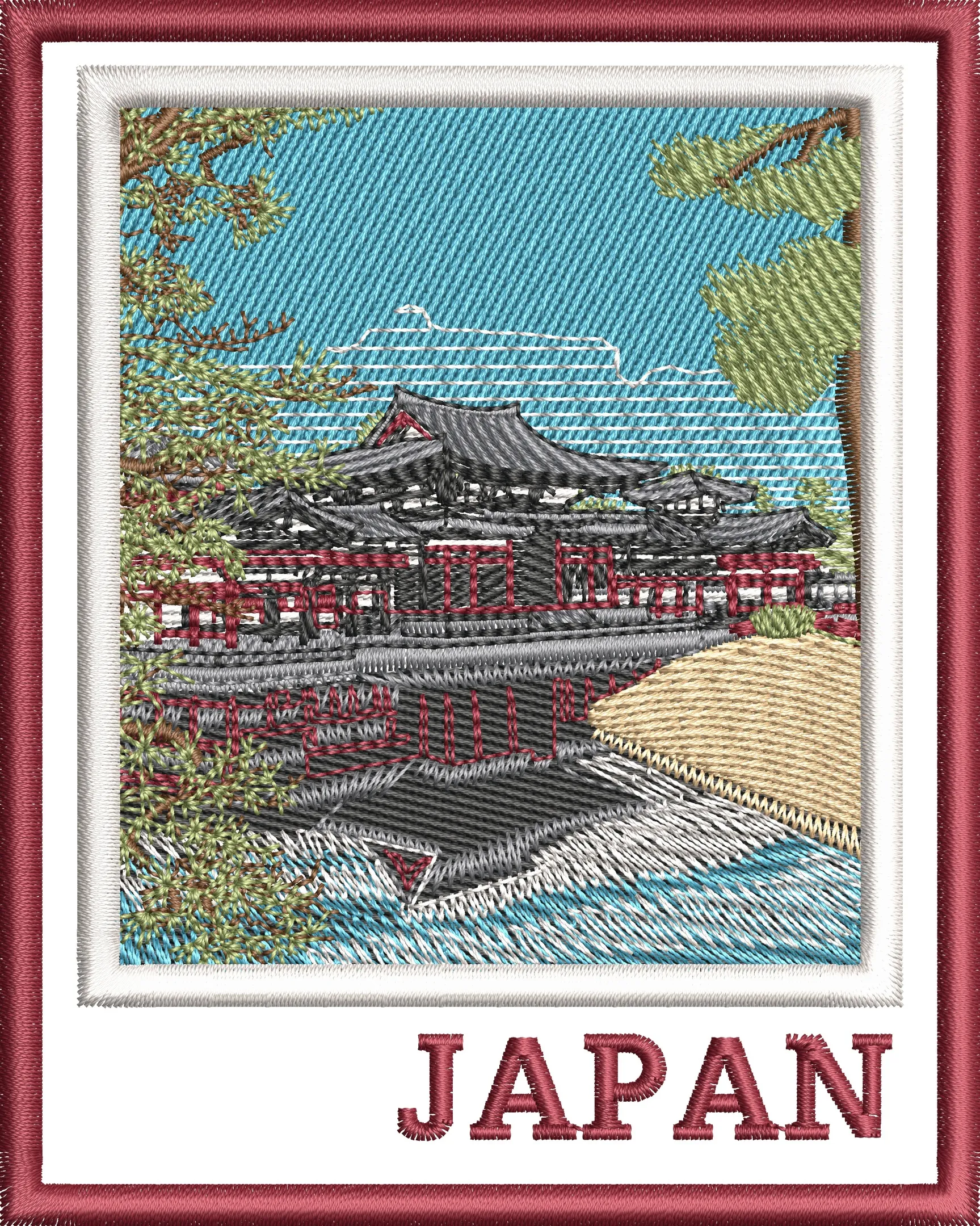  Japan Temple Embroidered Souvenir  embroidery pattern preview