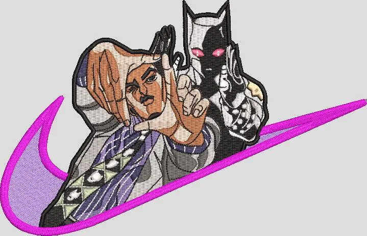  JoJo Stand User with Stand Inside Pink Nike Swoosh  embroidery pattern preview
