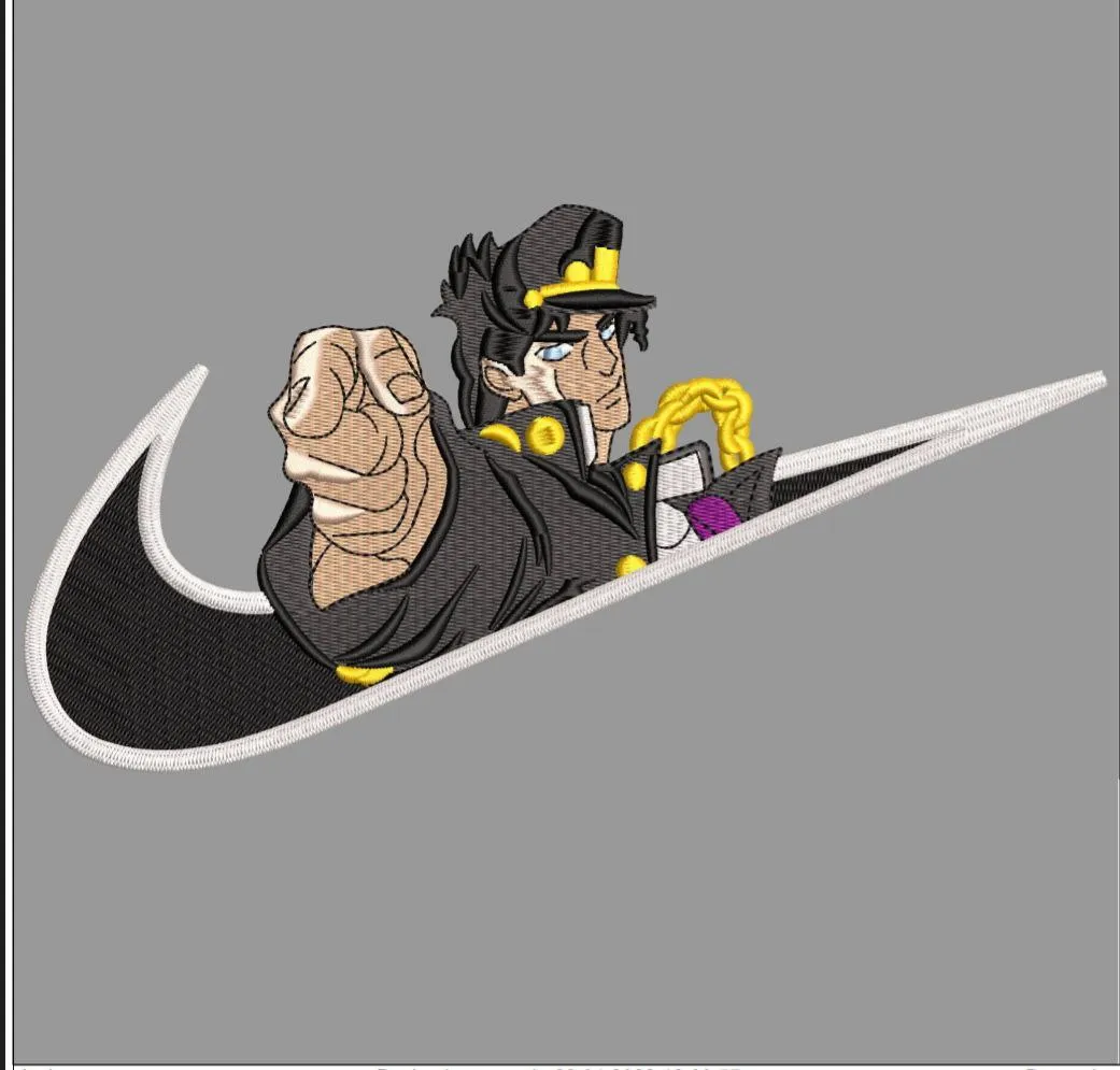  Jotaro Kujo in Nike Swoosh Logo  embroidery pattern preview