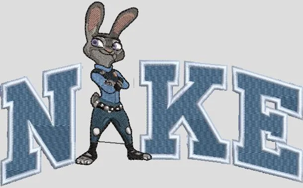  Judy Hopps with Nike Text Embroidery  embroidery pattern preview