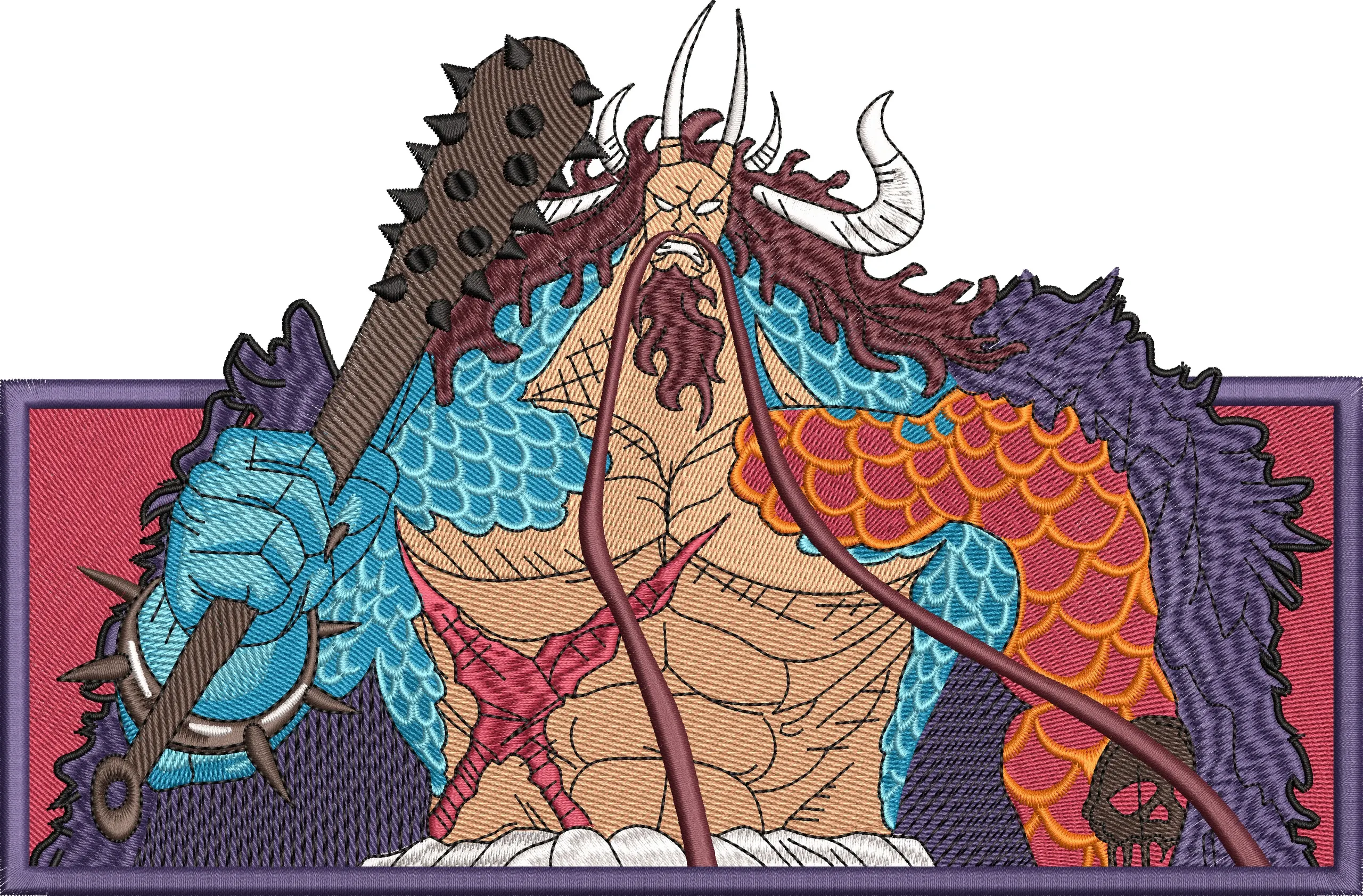  Kaido with Club Embroidered Patch  embroidery pattern preview