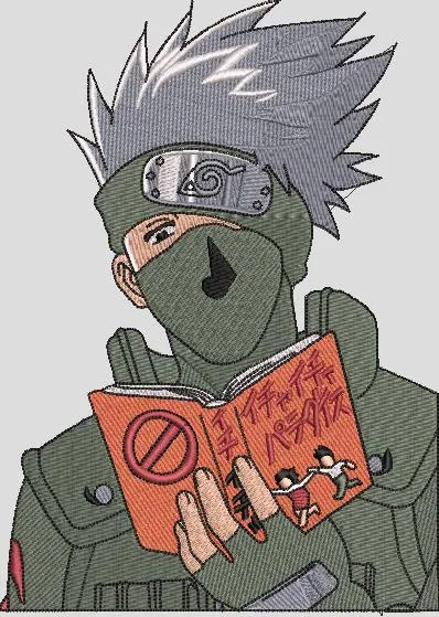  Kakashi Hatake Reading Book  embroidery pattern preview