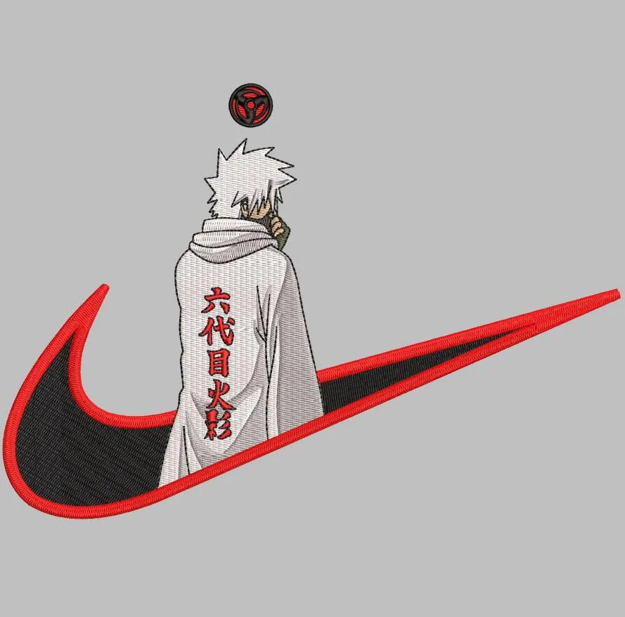 Kakashi Hatake with Mangekyou Sharingan in Nike Logo  embroidery pattern preview