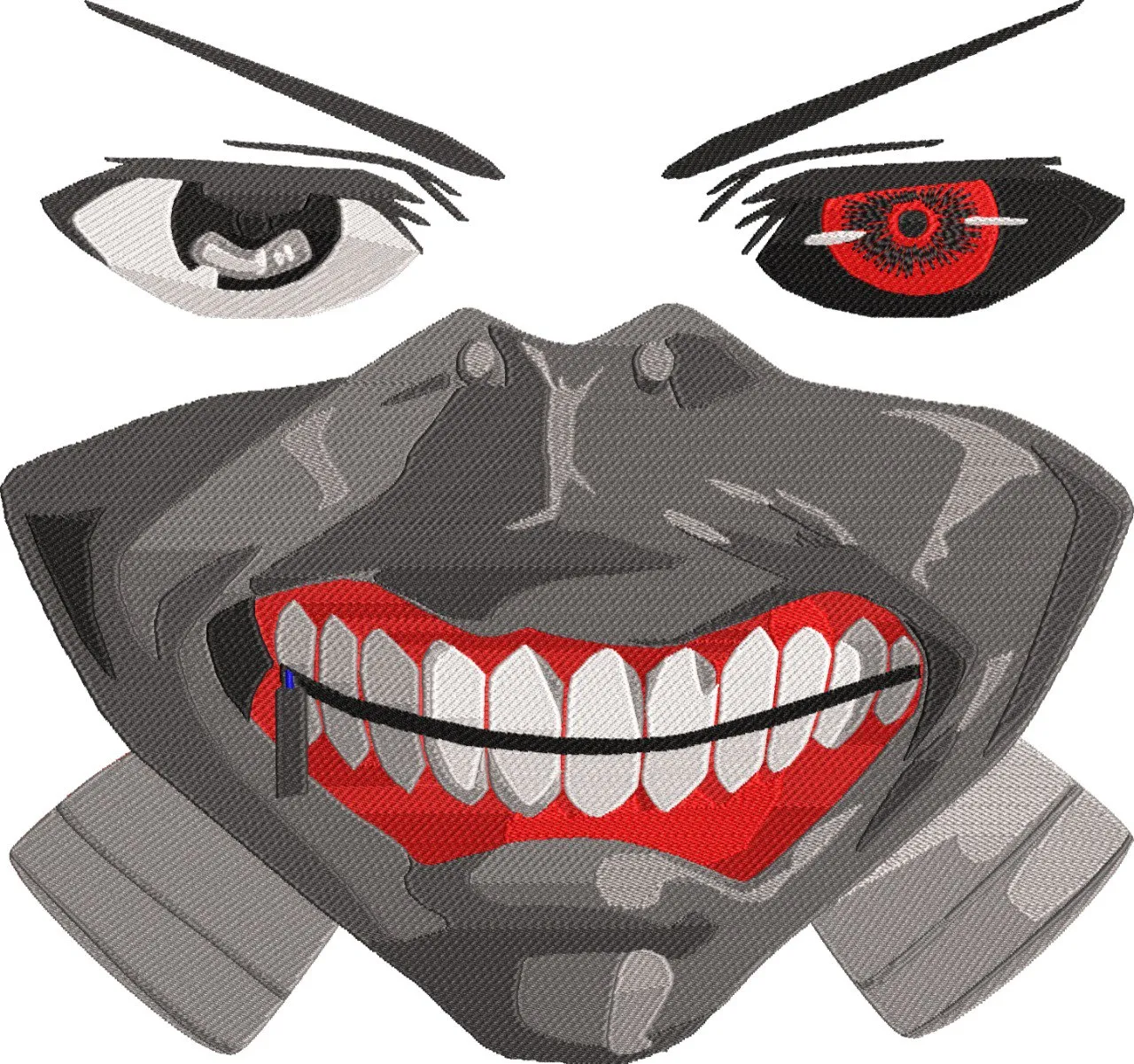  Kaneki Ken Mask Face with Ghoul Eye  embroidery pattern preview