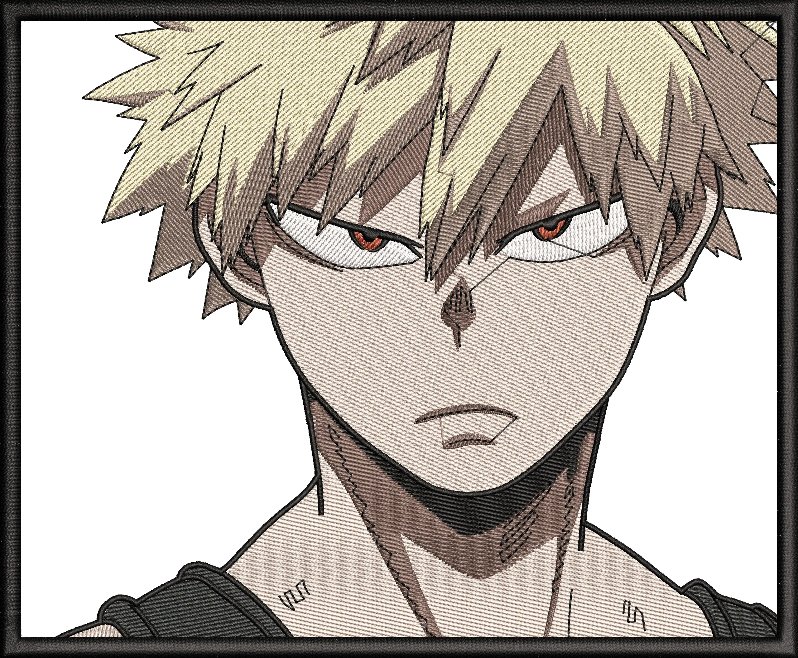  Katsuki Bakugo Intense Portrait  embroidery pattern preview