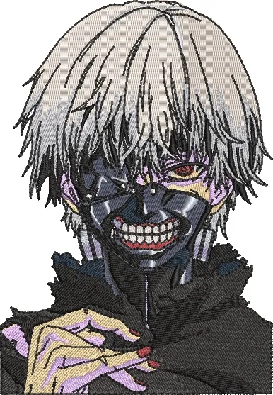  Ken Kaneki with Ghoul Mask Embroidery  embroidery pattern preview