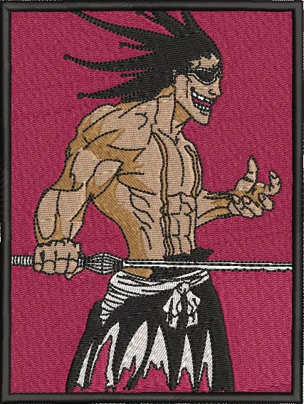  Kenpachi Zaraki with Sword Embroidered Patch  embroidery pattern preview