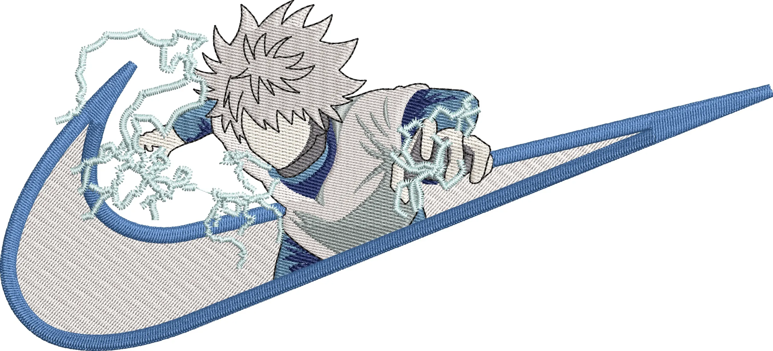  Killua Zoldyck in Blue Nike Swoosh with Lightning Embroidery  embroidery pattern preview