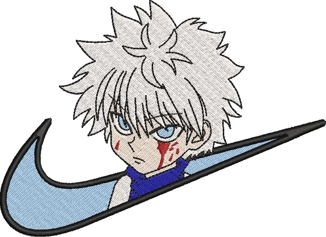  Killua Zoldyck in Nike Swoosh  embroidery pattern preview