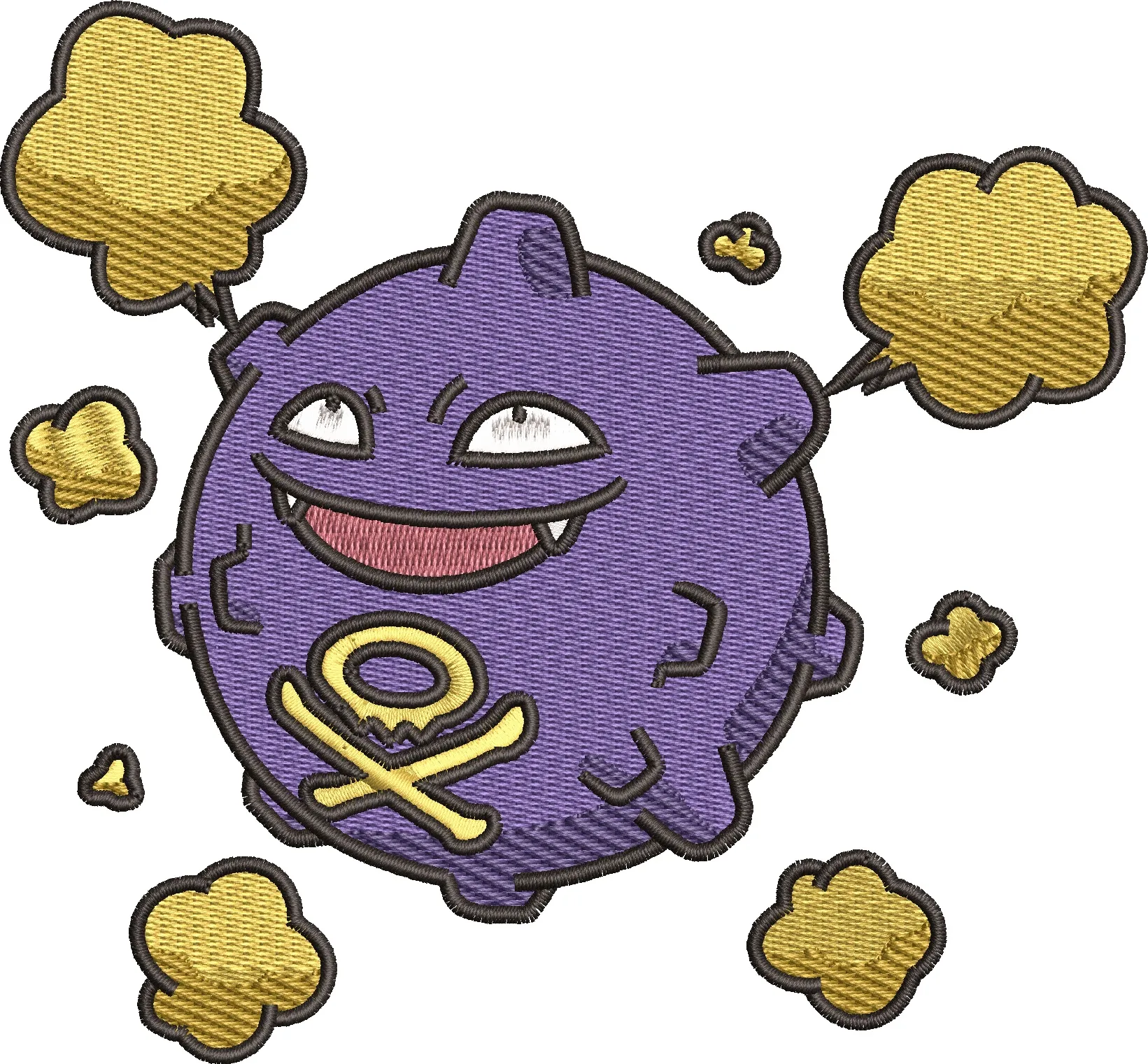  Koffing Pokemon Embroidered Style  embroidery pattern preview