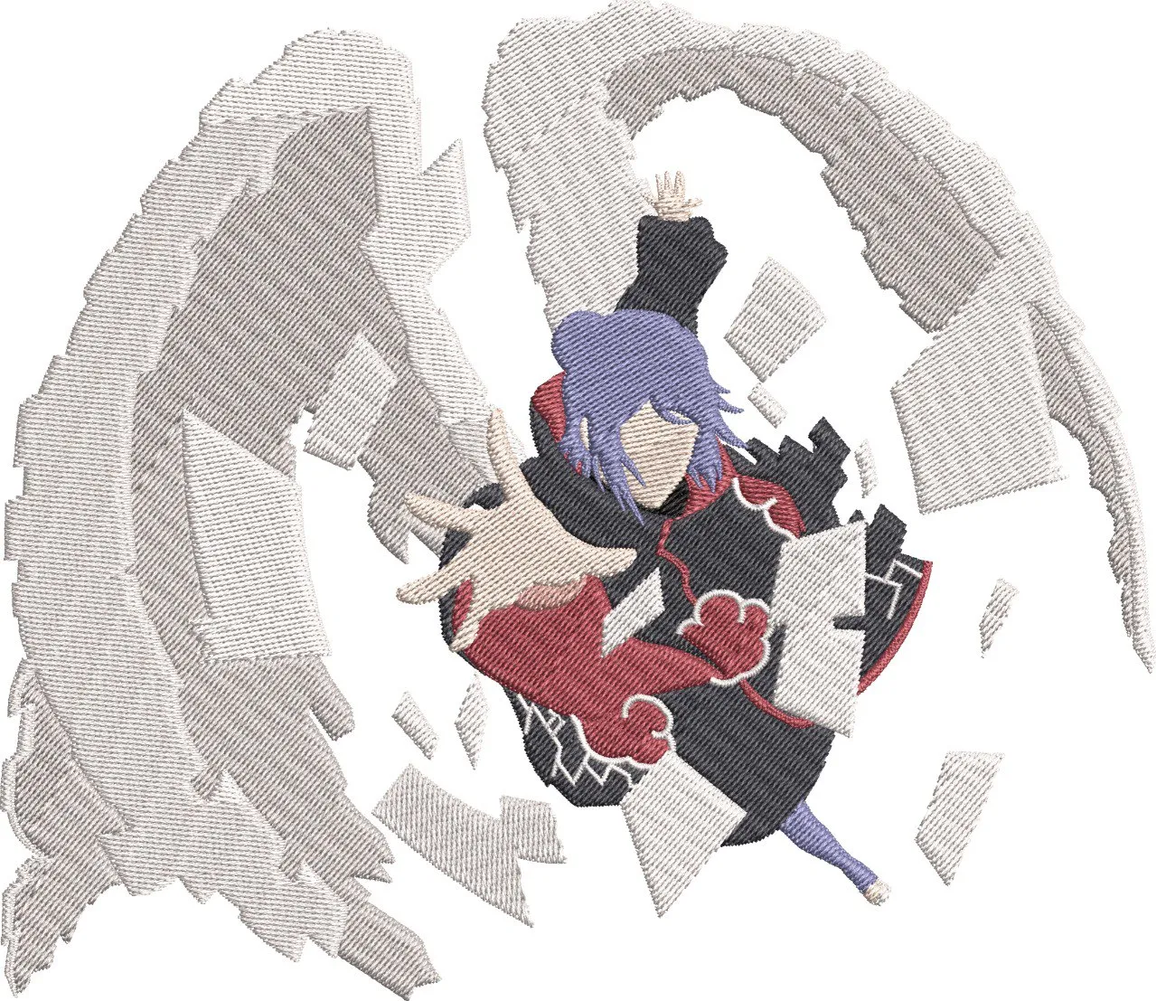  Konan with Paper Wings and Akatsuki Cloak  embroidery pattern preview